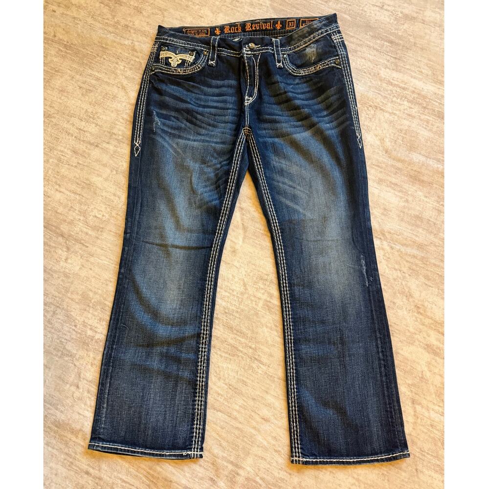 Rock Revival Jeans Ella Stretch Easy Boot Rhinestone Embroidered Pocket